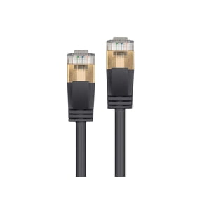 DFVYU-127502 SlimRun Cat6A Ethernet Patch Cable - Network Internet Cord - RJ45, Stranded, STP, Pure Bare Copper Wire, 36AWG, 10ft, Black