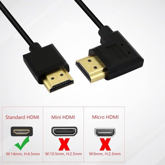 DFVYU-15CM HDMI Male to Male Short Cable, 90 Degree Right Angle High Speed HDMI 2.0 Adapter Connector Cable Support 4k@60HZ, for Raspberry Pi, Tablet, Camera Etc(R)