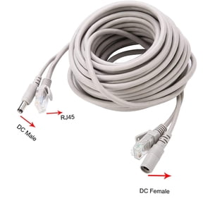 DFVYU-15M/50FT Ethernet CCTV Cable, Cat 5 RJ45 + 2.1x5.5mm DC Power Cord, for CCTV Security Camera Surveillance System IP Camera NVR System Grey - (1Pcs)
