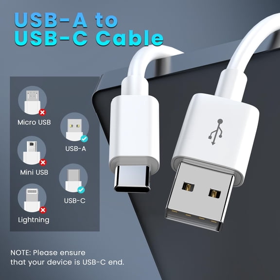 DFVYU-16.4FT/5M USB C Cable, USB A to USB C Flexible Long Cord, 5V 2A 10W Type C Durable Charging and Stable Data Transfer Cable for Home Security Cameras, Smartphones, Tablets and More (White)
