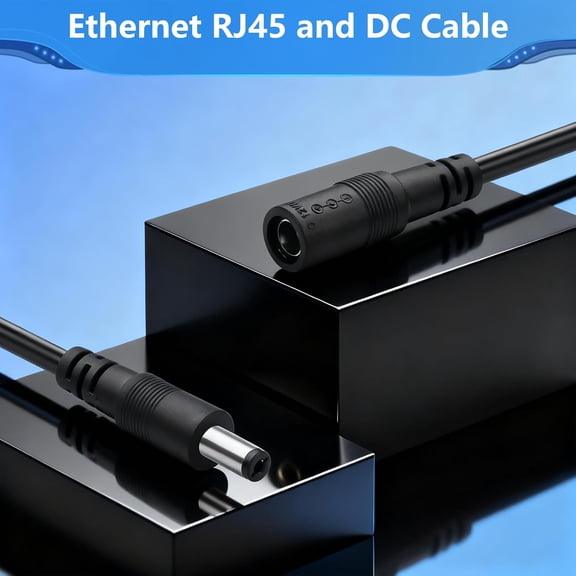 DFVYU-16.4FT Ethernet RJ45 and DC Cable,POE CAT5 Ethernet with Power Supply,Cat 5 RJ45 + 5.5x2.1mm DC CameraPower Cord,for CCTV Security Camera Surveillance System IP Camera Etc