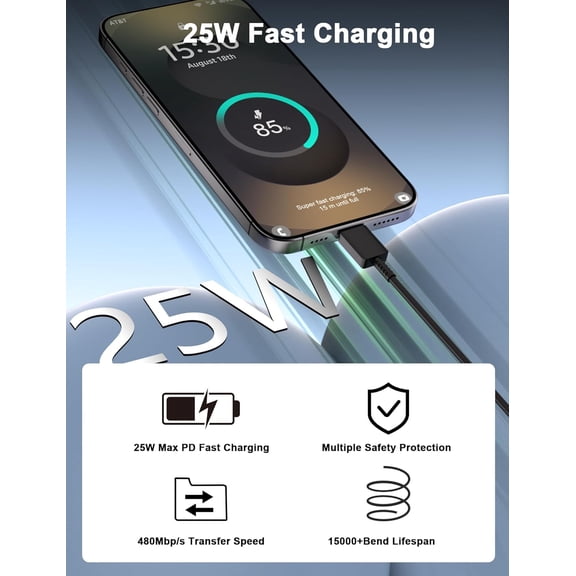 DFVYU-1M 2Pack for Samsung USB C to C Charging Cable,3A 25W 3FT Type C Fast Charger Data Cord for Galaxy S26 S25 S24 Ultra FE S23 S22 A16 A17 Note20 Z Fold 7 Tab S9 S10/iPhone 17 16 Phone Charger Cor