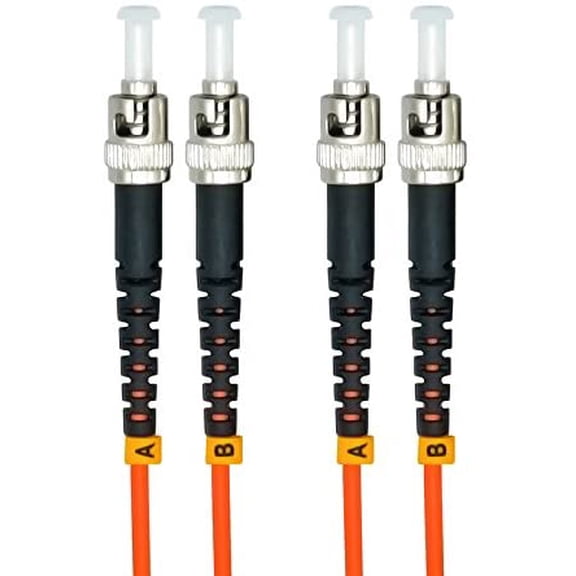 DFVYU-1Meter 3ft ST to ST Duplex 62.5/125 OM1 Multimode Fiber Optic Cable Jumper Optical Patch Cord ST-ST
