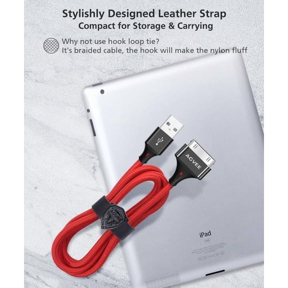 DFVYU-2 Pack 6.6ft 30 Pin Charger Cable Charging for Old iPod Touch 4 3 2 1 Nano, iPod Classic 3 2 1, Old iPad 1 2 3, Old iPhone 4 4S 3G 3GS, Red