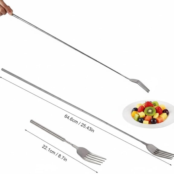 DFVYU-2 Pc Extendable Fork, 8.7 to 25.4 Inch Telescopic Prank, Retractable Stainless Steel Fork for BBQ, Dinner, Fruit, Dessert Sturdy and Durable Comical Tableware
