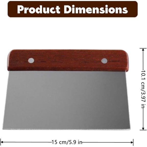 DFVYU-2 Pcs Bench Scraper Knife & Dough Scraper, Stainless Steel Food Cutter with Ergonomic Wood Handle, for Kitchen Baking, Cooking, Bread, Pizza & Cake
