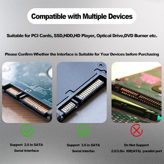 DFVYU-22Pin SATA Data Power Cable 2 in 1 SATA III 7+15 Pin to 7 Pin Data with IDE 4Pin Power Interface Female to Male Data and Power Combo Extension Cable for Hard Disk Optical Drive -50cm-2pcs
