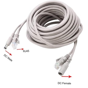DFVYU-25M/80FT Ethernet CCTV Cable, Cat 5 RJ45 + 2.1x5.5mm DC Power Cord, for CCTV Security Camera Surveillance System IP Camera NVR System Grey - (1Pcs)