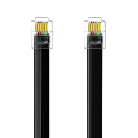 DFVYU-2Pack RJ12 Cable 10ft Phone Cord RJ12 6P6C Male to Male Straight Wired for Both Data and Voice Use Black - 10 Feet