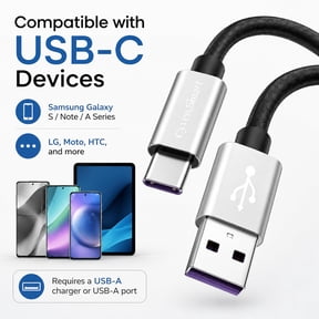 DFVYU-3 Pack 6ft USB A to USB C Cable, 3A Type C Charger Cord for iPhone 17/16/15 Series, Samsung Galaxy S10/S9/S8, Note, A Series, Android Auto, USB-C CarPlay, USB 2.0 Data Sync