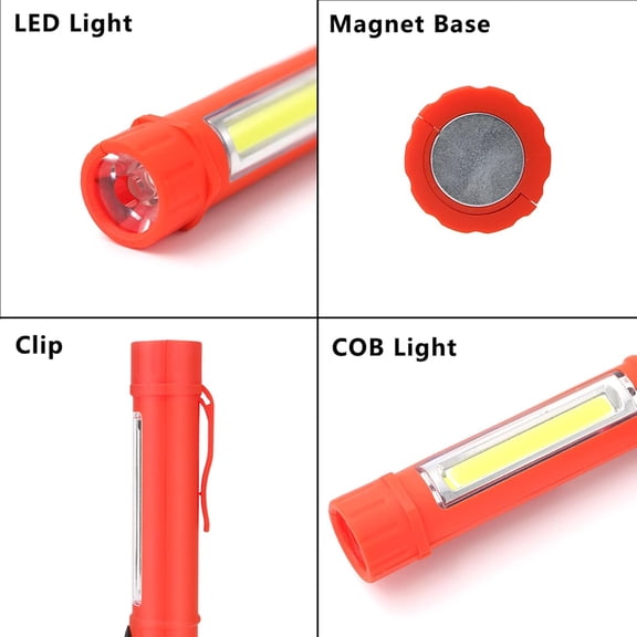 DFVYU-3Pcs LED Magnetic Worklight,Bulk Portable COB Inspection Lamp Trouble Light for Mechanic,BBQ,Car,Camping,Emergency (Orange,Batteries NOT Included)