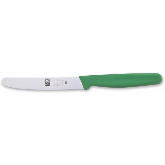 DFVYU-4.25 Inch Straight Edge Round Tip Paring Knife, High Carbon German Stainless Steel Blade, Factory-Sharp Edge, Non-Slip Textured Green Polypropylene Handle