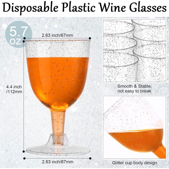 DFVYU-50 Pack 5.7 oz Disposable Plastic Wine Glasses Clear Plastic Wine Glasses for Parties Clear Goblets Cocktail Cups with Stem for Weddings Birthday Picnics Parties