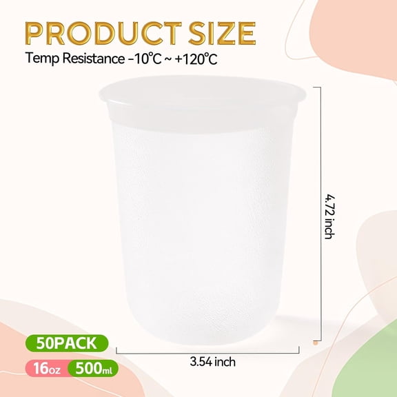 DFVYU-50 Pack Frosted Plastic Cups Clear Disposable Cocktail Glasses for Graduation Wedding Holiday Birthday Party (16 Oz)