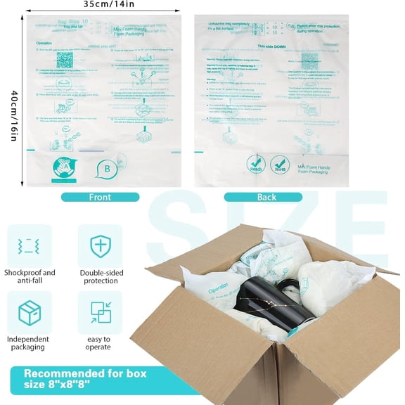 DFVYU-6 PCS Expanding Packing Foam, Foam Bag for Shipping 16x 14 Packing Foam Instant Pack Packing Material for Shipping PC, Fragile Items, Electronic Components, Equipment
