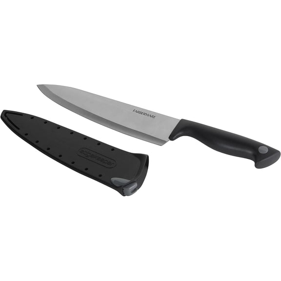 DFVYU-8 Inch Chef Knife with EdgeKeeper Self-Sharpening Blade Cover, High-Carbon Stainless Steel Kitchen Knife for Slicing, Dicing, and Mincing
