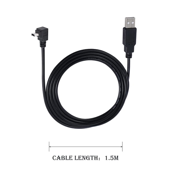 DFVYU-90 Degree Mini USB to USB 2.0 Extension Cable Mini 5pin USB B Male Right Angle to USB 2.0 Male Data GPS Devices Cable 1.5m(Up Bend)