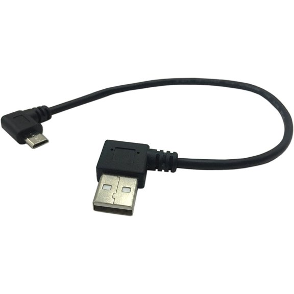 DFVYU-9Inch Micro USB Cable Combo Right Angle Micro USB 5 Pin Male to USB 2.0 Type A Right Angle Male Data Sync and Charge Cable (Black)(2-Pack,RR)