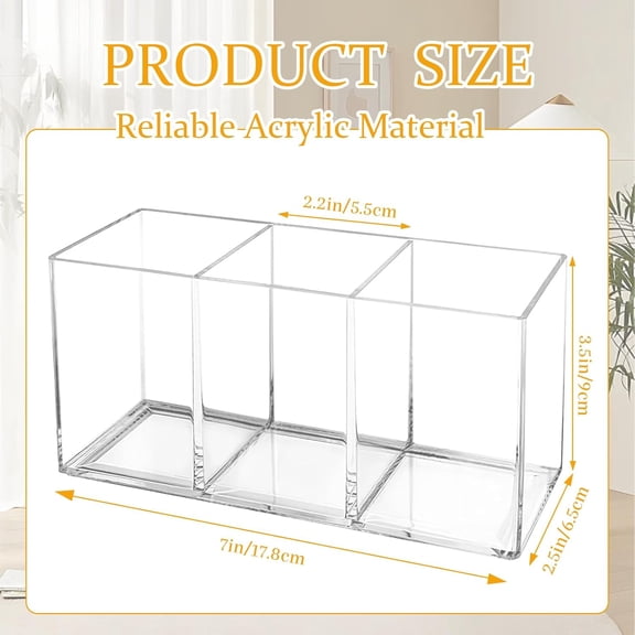 DFVYU-Acrylic Cutlery Organizer, 3-Sectio Clear Plastic Utensil Storage Caddy for Kitchen Countertop, Holds Forks, Knives & Spoons (1 Pcs, 7.1 x 2.6 x 3.5 in)