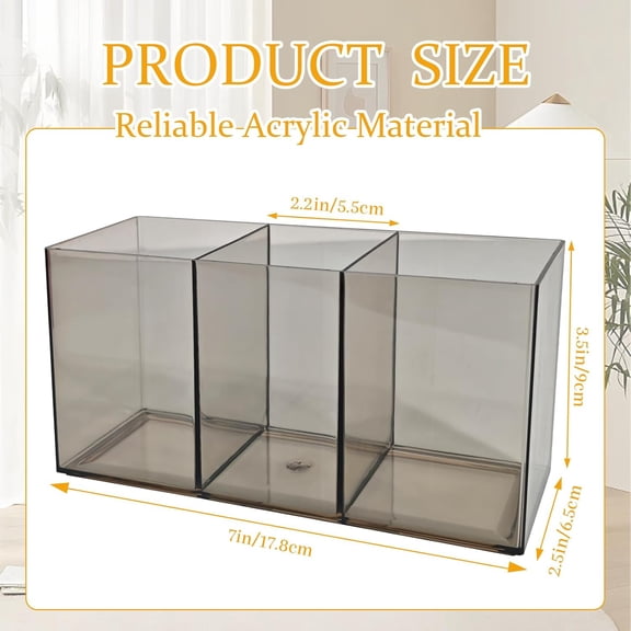 DFVYU-Acrylic Cutlery Organizer, 3-Sectio Clear Plastic Utensil Storage Caddy for Kitchen Countertop, Holds Forks, Knives & Spoons (Transparent gray, 7.1 * 2.6 * 3.5In)