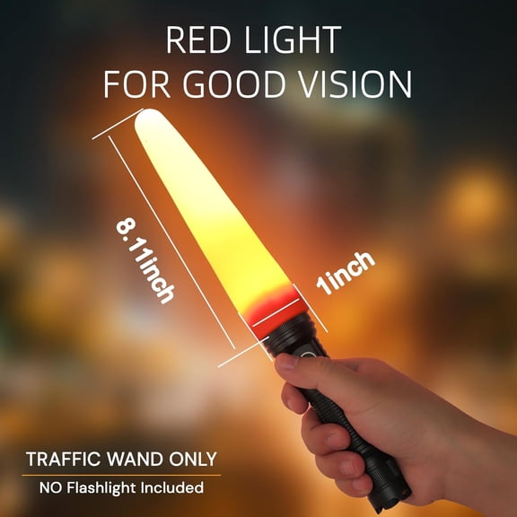 DFVYU-BTW28 Orange Traffic Wand, 8" Safety Signal Baton Attachment, High Visibility Light Cone Fits 25-27mm/0.98''-1.06'' Flashlight Head, for Traffic Control, Parking, Airport & Camping