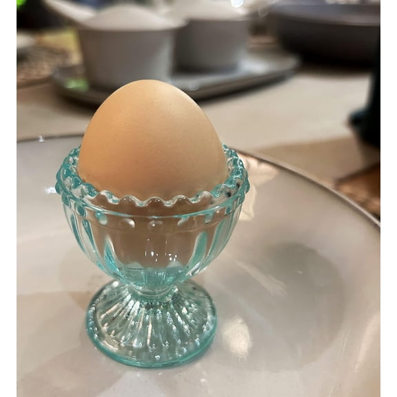 DFVYU-Blue Glass Easter Egg Cup for Soft or Hard Boiled Egg Holder - Pack 4 Egg Holders for Breakfast Brunch, Kitchenware, Coastal Beach House Table Decoration Egg Cup