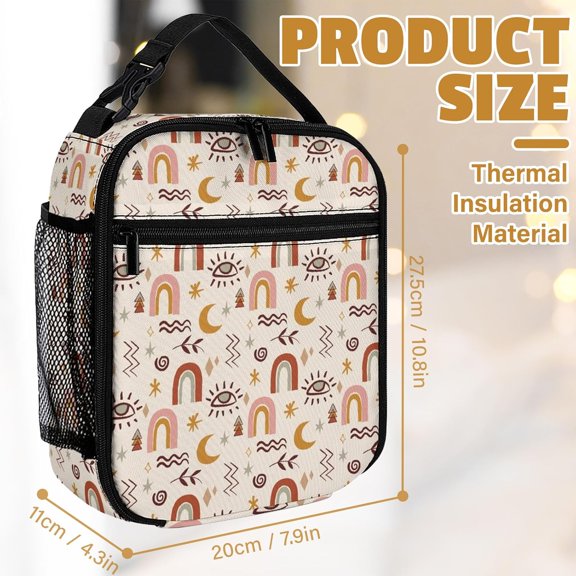 DFVYU-Boho Lunch Box for All Seasons Reusable Insulated Lunch Bag 10 Inch