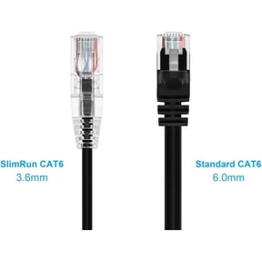 DFVYU-Cat6 14ft Black Component Level Patch Cable UTP 28AWG 550MHz Pure Bare Copper Snagless RJ45 SlimRun Series Ethernet Cable