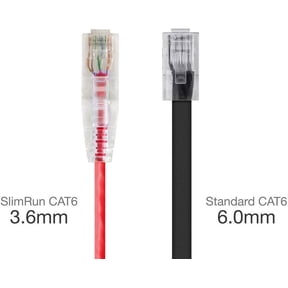 DFVYU-Cat6 14ft Red Component Level Patch Cable UTP 28AWG 550MHz Pure Bare Copper Snagless RJ45 SlimRun Series Ethernet Cable