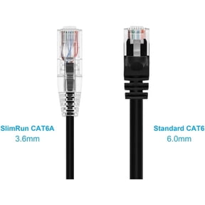 DFVYU-Cat6 7ft Black Component Level Patch Cable UTP 28AWG 550MHz Pure Bare Copper Snagless RJ45 SlimRun Series Ethernet Cable