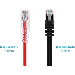DFVYU-Cat6 7ft Red Component Level Patch Cable UTP 28AWG 550MHz Pure Bare Copper Snagless RJ45 SlimRun Series Ethernet Cable