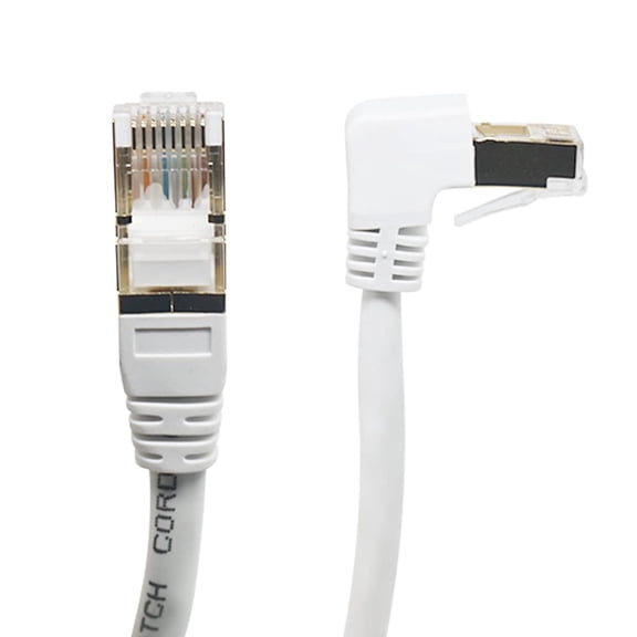 DFVYU-Cat6 Ethernet Cable 90 Degree Downward Right Angle, Cat 6 Right Angle Ethernet Cable for Router,Modem,TV Box,24 AWG Cat6 Network Cable White (UP Angle, 16 FT)