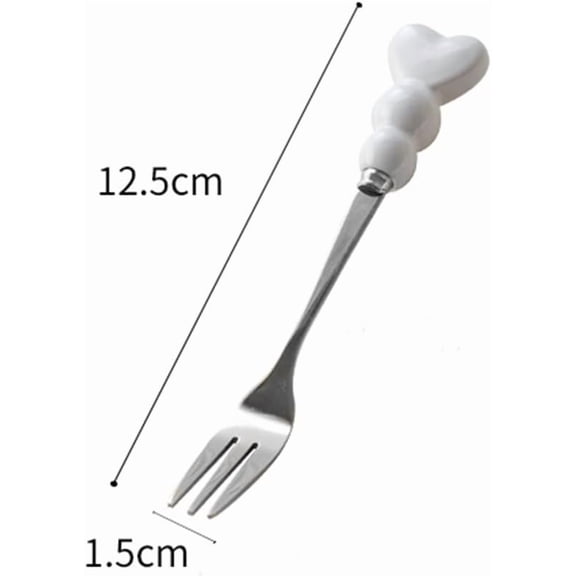 DFVYU-Ceramic Handle Stainless Steel forks, Stainless Steel Dessert Forks, Mini Fruit Forks for Appetizer Cake Cocktail, 4.9 Inches, 4 Pieces