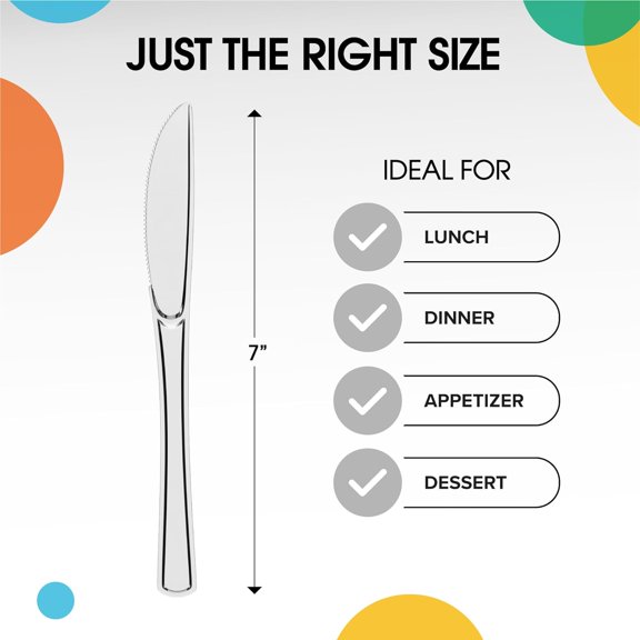 DFVYU-Clear Plastic Knives 100 Pieces Clear Knives Disposable Utensils Heavy Duty Plastic Cutlery Set Disposable Cutlery Sets Flatware Sets Party Supplies & Party Tableware