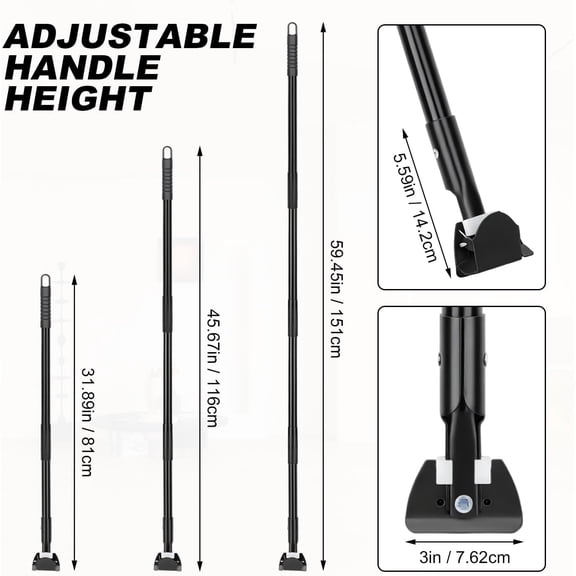 DFVYU-Clip on Dust Mop Handle Heavy Duty - 59 Inch Commercial Dust Mop Frame Handle - Industrial Mop Stick Replacement for Floor Cleaning - Professional Mops Head Replacement Holder(Black)
