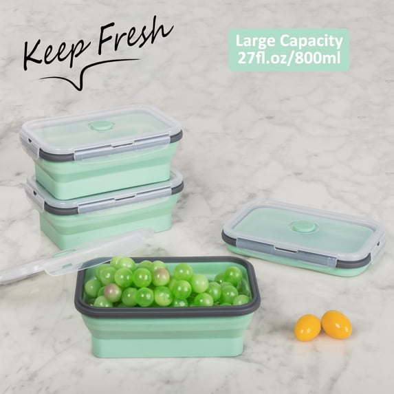 DFVYU-Collapsible Food Storage Containers with Lids & Vent, 27 oz ...