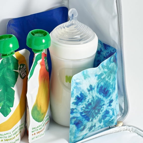 DFVYU-Cool Coolers 2 Pack Soft Ice for Lunch Bags, Flexible Stretch Nylon, Durable, Reusable Lunch Box Ice Packs, Soft Ice, Reusable Freezer Packs, Lunch Ice, Easy to Clean, Blue Tie Dye