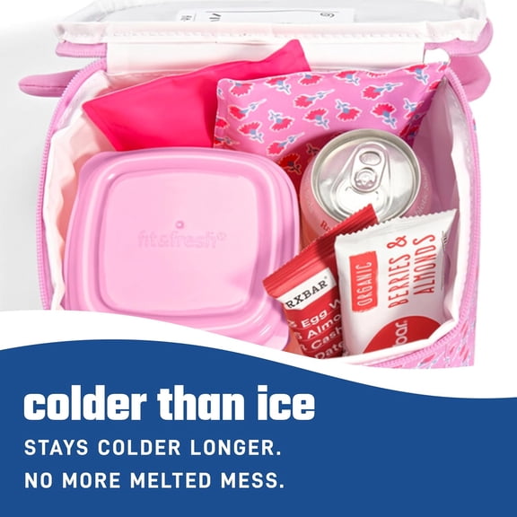 DFVYU-Cool Coolers Soft Ice for Lunch Bags 2pk, Flexible Stretch Nylon, Durable, Reusable Lunch Box Ice Packs, Soft Ice, Reusable Freezer Packs, Lunch Ice, Sweet Pink Block Print