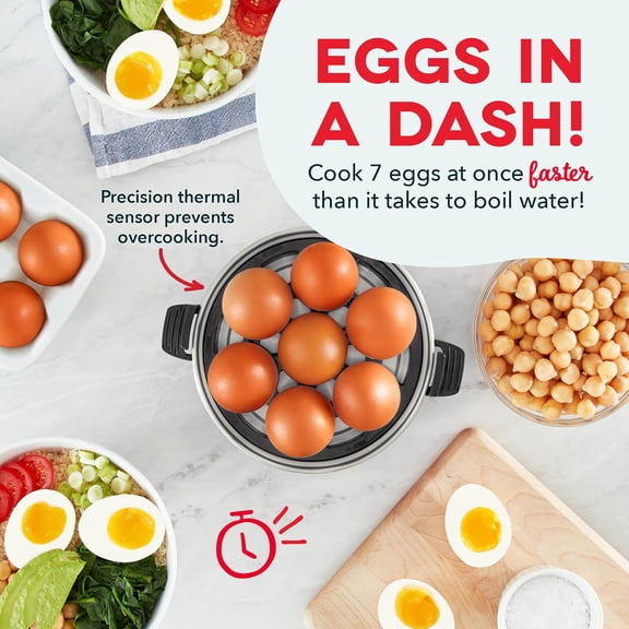 DFVYU-Dash Rapid Egg Cooker - Boiler, Poacher & Steamer - Includes Measuring & Recipe Guide - Dishwasher Safe - BPA Free - Holds 7 Eggs, Black
