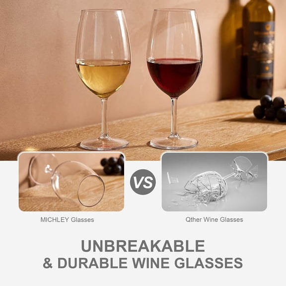 DFVYU-Floating Wine Glasses for Pool 21.5 OZ Unbreakable Tritan Plastic Red Wine Glasses with Stem Ideal for Beach Bar Camping Dishwasher Safe, Set of 2