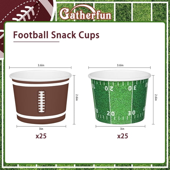 DFVYU-Football Party Supplies Kit for 50 Guests - Snack Cups for Football Birthday and Tailgate Party Decorations