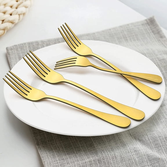 DFVYU-Gold Forks Set of 12, Stainless Steel Small Forks for Salad Dessert, 6.75 Inches Gold Silverware Set for 12,Home Restaurant Wedding Party, Dishwasher Safe, Polished Finish