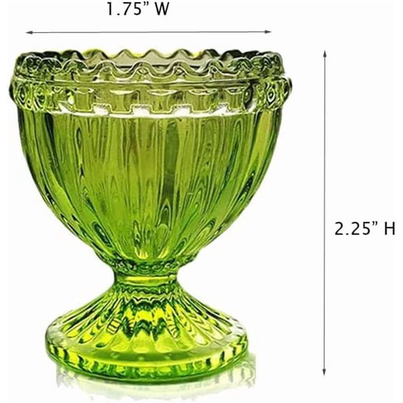 DFVYU-Green Glass Easter Egg Cup for Soft or Hard Boiled Egg Holder - Set of 4 Egg Holders for Breakfast Brunch, Kitchenware, Easter Decoration Egg Cup for Spring Home Party Tableware Decor Favors
