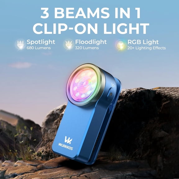 DFVYU-HD03 EDC Flashlight Rechargeable Clip-on Light, 680Lumens Mini Pocket Flashlight with RGB, Magnetic Small Flat Flashlight for Camping, Repairing, Signaling, Cycling (Blue)