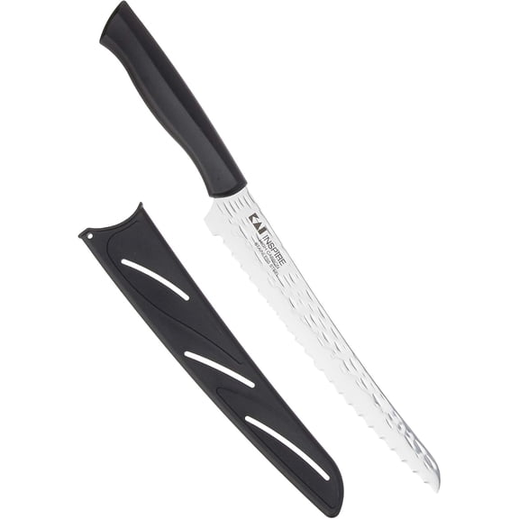DFVYU-Kai Inspire Bread Knife, 9 Inch blade with Hammered Finish, , Silver