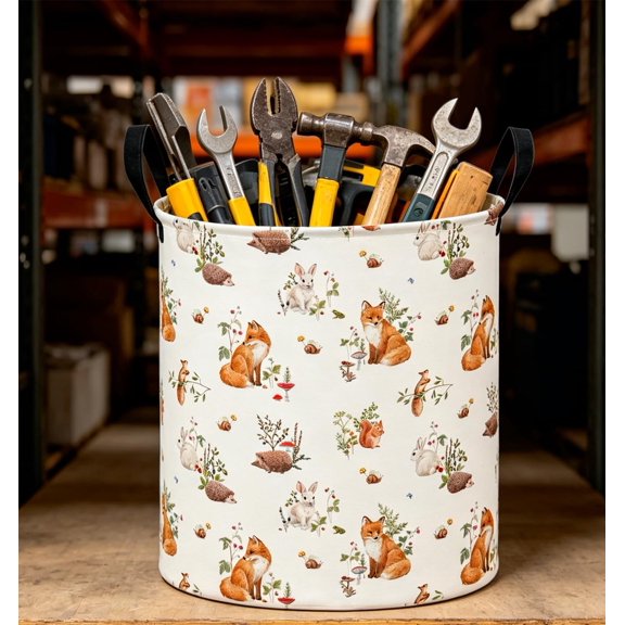 DFVYU-Large Laundry Basket,Waterproof Fabric Storage Container,Room DecorWatercolor Fox