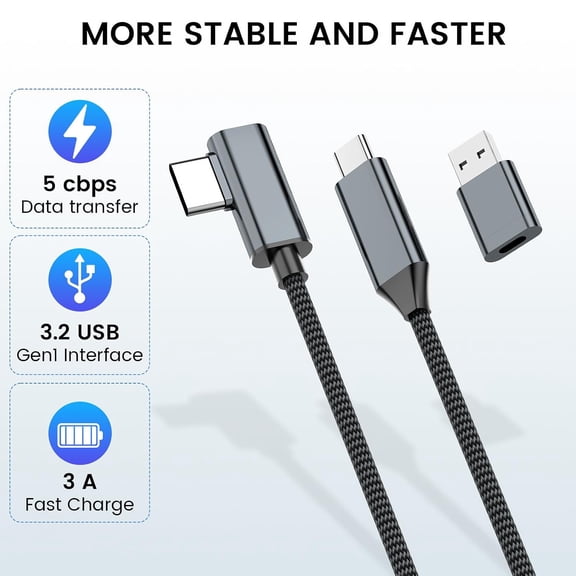 DFVYU-Link Cable 16FT Compatible for Meta Quest 3S/3/2/Pro & Pico 4, 5Gbps High-Speed Data Transfer & Charging Cord, PC VR/Steam VR Compatible, USB3.0 Type C to C Durable Cable for VR Headset Accesso