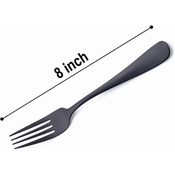 DFVYU-Matte Black Dinner Fork Set, 8-inch Stainless Steel Cutlery Forks, Dessert Fork Set, Silverware Table Forks for Family, Kitchen, Restaurant, Set of 12, Dishwasher Safe