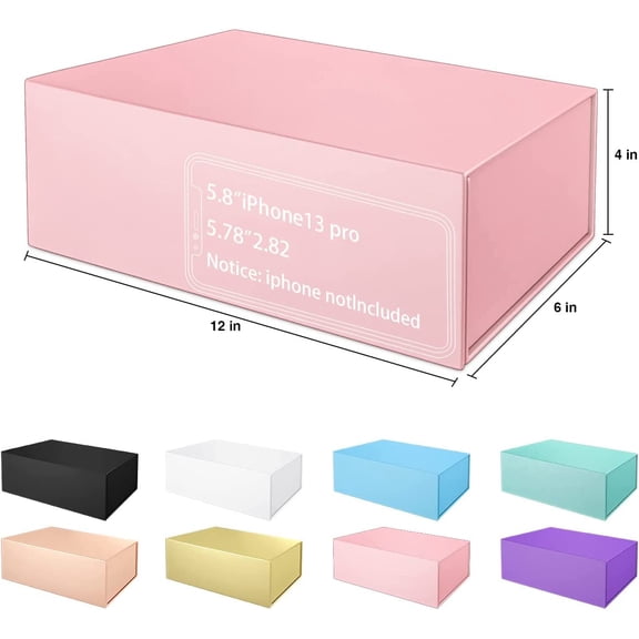 DFVYU-Pink Gift Box 12" x 6" x 4" with Magnetic Closure Lid Gifts Boxe for Presents,Bridesmaid Gifts Boxes,Cute Box,Birthday Gift Boxe,Luxury for Gifts Packaging, Magnetic Gift Boxes for Wrapping Gif