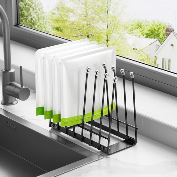 DFVYU-Plastic Bag Drying Rack, Metal Reusable Silicone Ziplock Bag ...